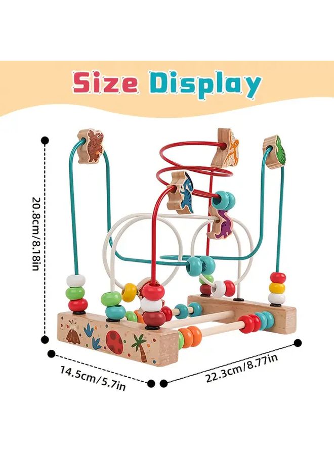 JHTOY 5202 لعبة ديناصور للعد ومهارات حركية دقيقة تعلم الرياضيات متاهة خرز خشبية لغز هدية - Image 2